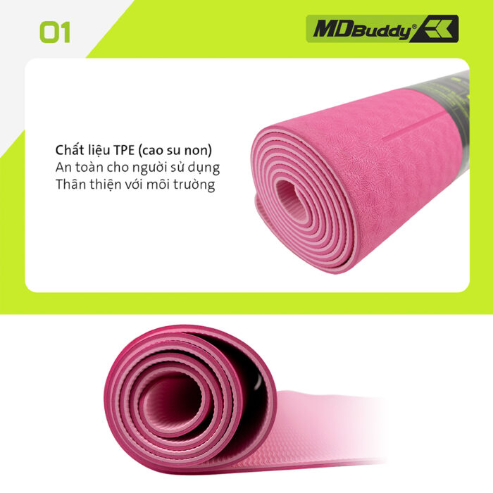 Thảm Yoga chất liệu TPE cao cấp MDBuddy MD9038