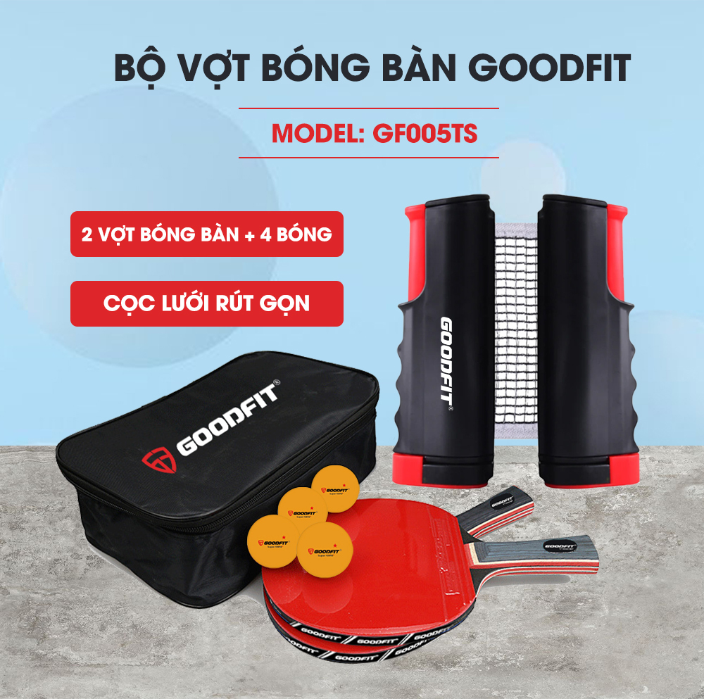 Bo 2 vot bong ban tang kem 4 bong coc luoi rut chinh hang GoodFit 01 1