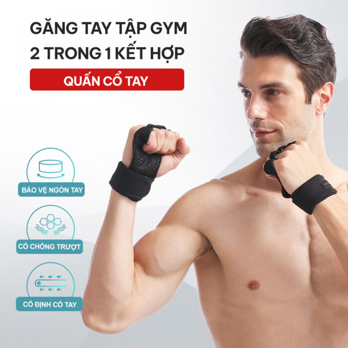 Găng tay tập Gym kết hợp quấn cổ tay chống chai tay GoodFit GF207G