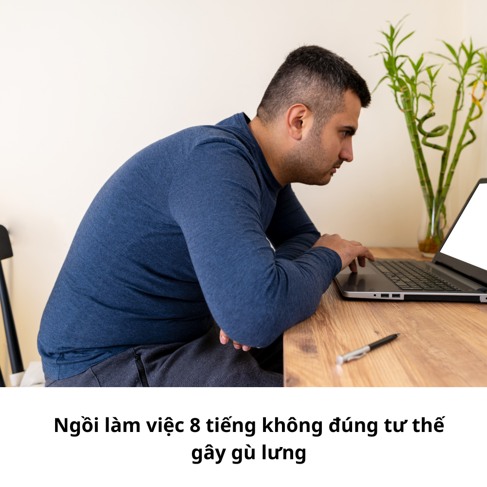 Gù lưng ở dân văn phòng và cách khắc phục với đai chống gù GOODFIT 2 Ngoi lam viec 8 tieng khong dung tu the gay gu lung
